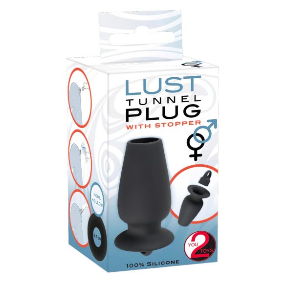 You2Toys - Lust Tunnel - hohler Analdehner Dildo mit Verschluss (schwarz)