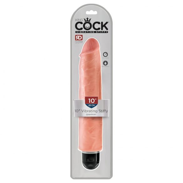 King Cock 10 Stiffy - Wasserdichter, naturgetreuer Vibrator (25cm) - Hautfarbe