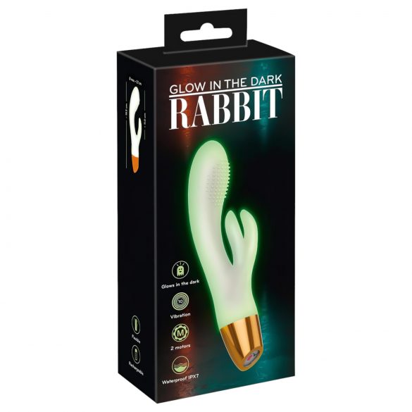 You2Toys Glow in the Dark - Leuchtender Vibrator mit Klitorisarm (Weiß)