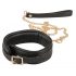 ZADO - Lederhalsband mit Leine (Schwarz-Gold)