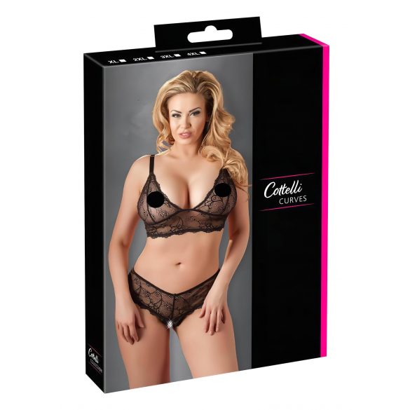 Cottelli Plus Size - Edles Spitzen-BH-Set (Schwarz)