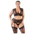 Cottelli Plus Size - Strassverzierter Spitzenwäsche-Set (Schwarz)