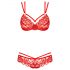 Obsessive 860-SET-3 - Rosiges Spitzen-BH-Set (Rot) - L/XL