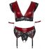 Cottelli Bondage Plus Size - Spitze BH-Set (Rot-Schwarz)