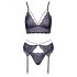 Cottelli - 3-teiliges Spitzen-Set (schwarz-violett) - M