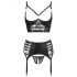 Abierta Fina - Funkelndes Spitzen-Set (schwarz) - 85C/L