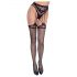 Cottelli Legwear - Strumpfgürtel, offene Netzstrumpfhose - schwarz (S-L)