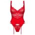 Obsessive Amor Cherris - Spitzen-Set mit Strumpfhalter (rot)