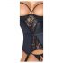 Abierta Fina - Hebe-Top mit Strumpfhalter (Schwarz) - L