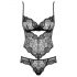 Obsessive Alluria - Blumen-Spitzenbody (schwarz) - L/XL