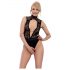 Abierta Fina - Offener Spitzenbody mit Strass (Schwarz) - M