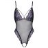 Cottelli - Gestickter, Offener Spitzen-Body (Schwarz-Lila) - M