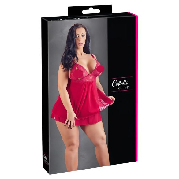 Cottelli Plus Size - Spitzen Babydoll in Rot - 2XL