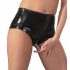 LATEX: Damen-Slip mit Vaginakondom (schwarz) - XL