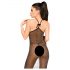 Penthouse Love on Fire - Glänzender, durchsichtigter Catsuit mit String (Schwarz) - M/L