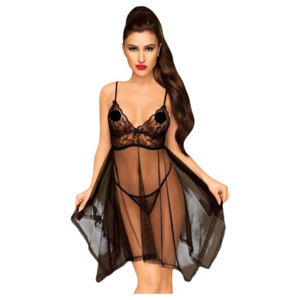 Penthouse Naughty Doll - Spitzenkleid & String (schwarz)