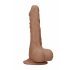 RealRock Dong 9 - naturgetreuer Dildo mit Hoden (23cm) - dunkel natur