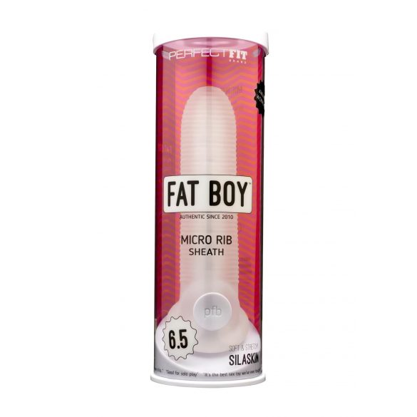 Fat Boy Micro - geripptes Peniskondom (17cm) - Milchweiß