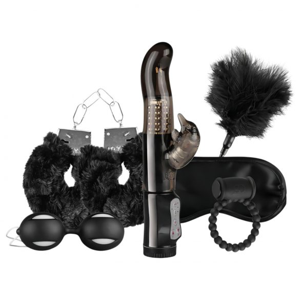 LoveBoxxx Ich liebe Schwarz - Vibrator Bondage-Set (6-teilig) - Schwarz